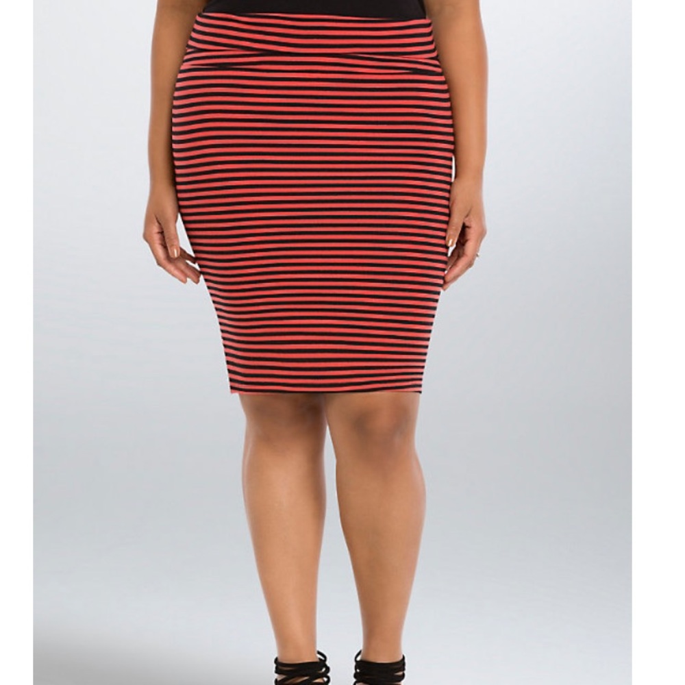 Torrid Striped Fold-over Skirt red/black